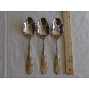 3x Reed & Barton Domain Serving Spoon Pierced Solid 8.5" Stainless Steel 18/10